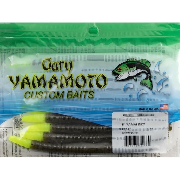Yamamoto 5 in. Senko Green & Pumpkin Fishing Lure with Chartreuse Tail, 10PK YAM-9-10-547 - main